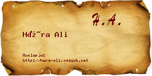 Héra Ali névjegykártya